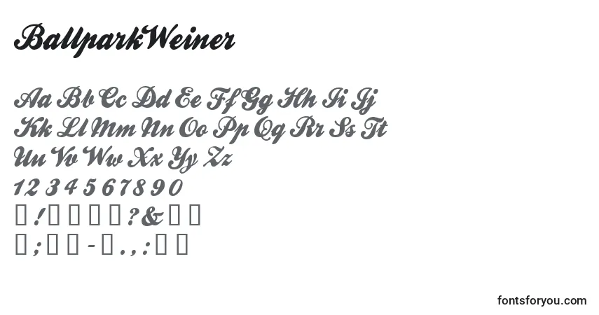 Czcionka BallparkWeiner – alfabet, cyfry, specjalne znaki