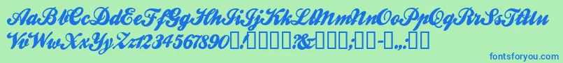フォントBallparkWeiner – 青い文字は緑の背景です。