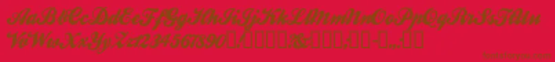 BallparkWeiner-Schriftart – Braune Schriften auf rotem Hintergrund
