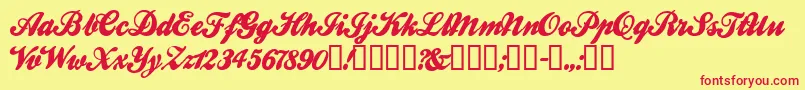 BallparkWeiner-Schriftart – Rote Schriften auf gelbem Hintergrund