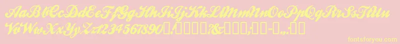 BallparkWeiner-Schriftart – Gelbe Schriften auf rosa Hintergrund