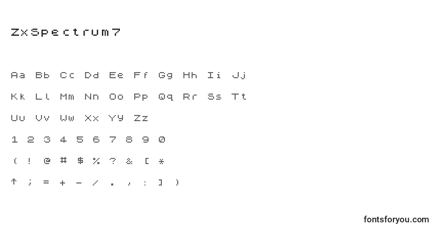 Fuente ZxSpectrum7 - alfabeto, números, caracteres especiales