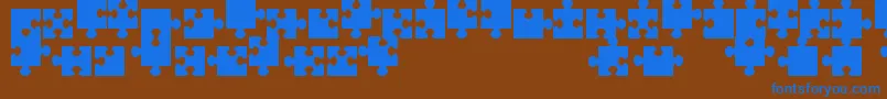フォントJigsawPiecesTfb – 茶色の背景に青い文字