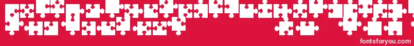 Fonte JigsawPiecesTfb – fontes brancas em um fundo vermelho