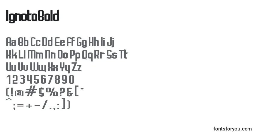 Шрифт IgnotoBold – алфавит, цифры, специальные символы