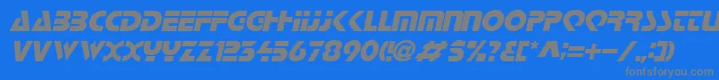 フォントLoganItalic – 青い背景に灰色の文字