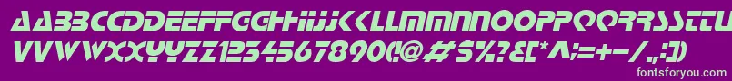 LoganItalic-fontti – vihreät fontit violetilla taustalla