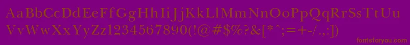 BaskervilleLight-Schriftart – Braune Schriften auf violettem Hintergrund