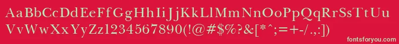 BaskervilleLight Font – Green Fonts on Red Background