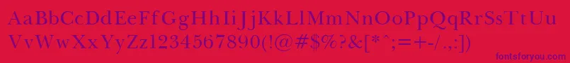 BaskervilleLight Font – Purple Fonts on Red Background