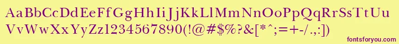 BaskervilleLight Font – Purple Fonts on Yellow Background