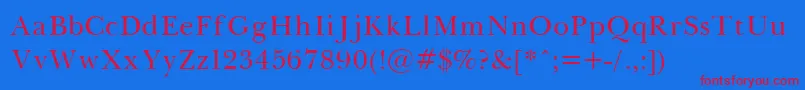フォントBaskervilleLight – 赤い文字の青い背景