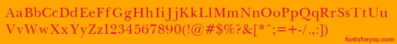 フォントBaskervilleLight – オレンジの背景に赤い文字