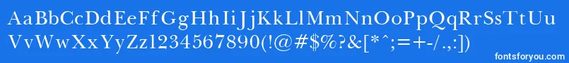 BaskervilleLight-Schriftart – Weiße Schriften auf blauem Hintergrund