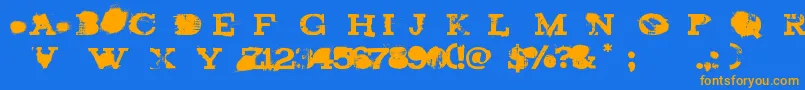 BrandNewBurn Font – Orange Fonts on Blue Background