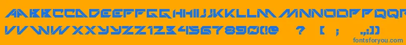 TechnoHideoBold-Schriftart – Blaue Schriften auf orangefarbenem Hintergrund