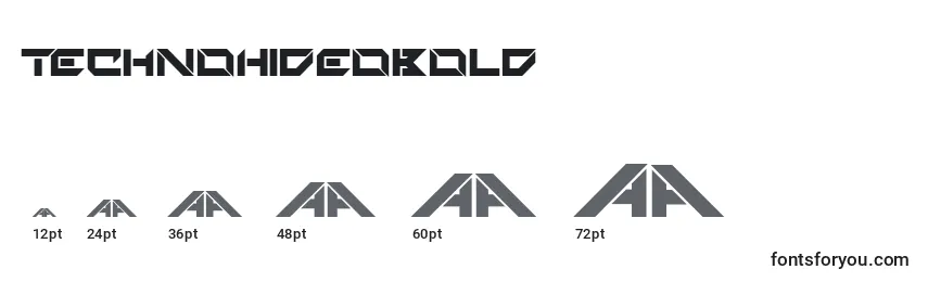 Размеры шрифта TechnoHideoBold