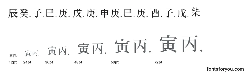 Размеры шрифта ChineseGeneric1