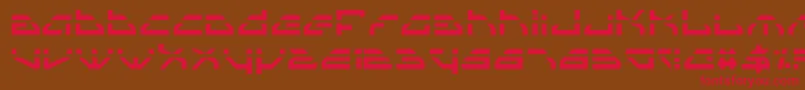フォントSpyv3l – 赤い文字が茶色の背景にあります。