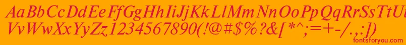 フォントTimesetItalic – オレンジの背景に赤い文字