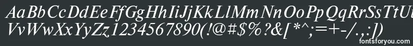 フォントTimesetItalic – 黒い背景に白い文字