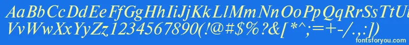 フォントTimesetItalic – 黄色の文字、青い背景