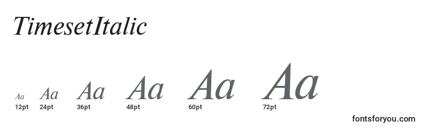 TimesetItalic Font Sizes