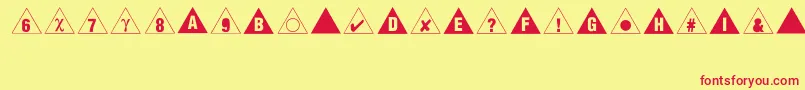 Bullets3Regular-fontti – punaiset fontit keltaisella taustalla