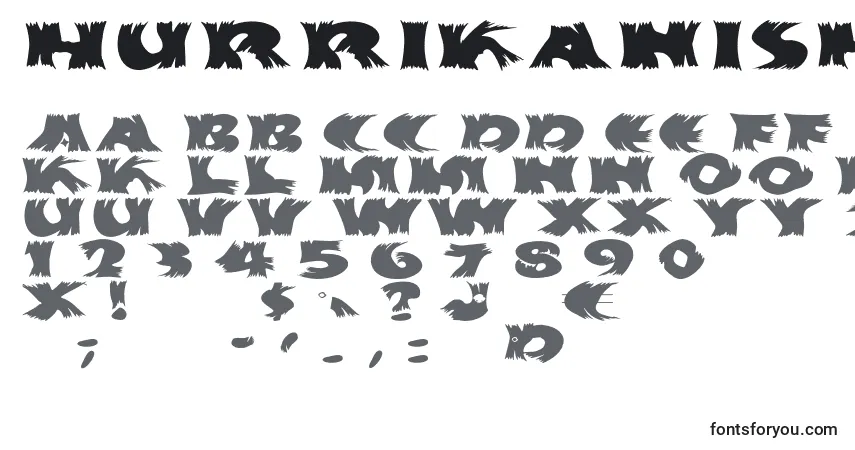 Czcionka Hurrikanish – alfabet, cyfry, specjalne znaki