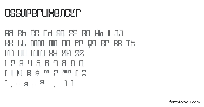 A fonte Dssupervixencyr – alfabeto, números, caracteres especiais