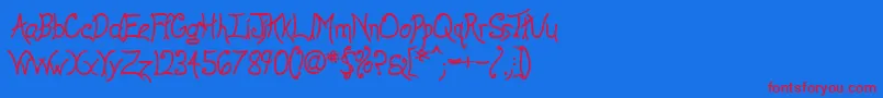 AnywayBold Font – Red Fonts on Blue Background