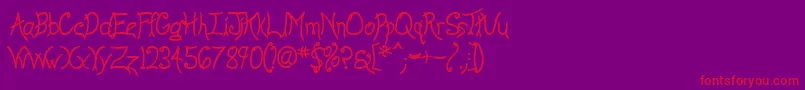 AnywayBold-Schriftart – Rote Schriften auf violettem Hintergrund