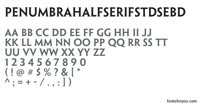 A fonte PenumbrahalfserifstdSebd – alfabeto, números, caracteres especiais