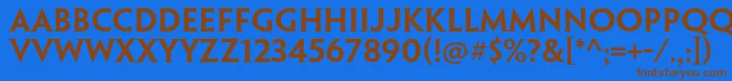 フォントPenumbrahalfserifstdSebd – 茶色の文字が青い背景にあります。