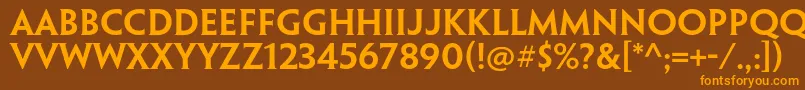 フォントPenumbrahalfserifstdSebd – オレンジ色の文字が茶色の背景にあります。