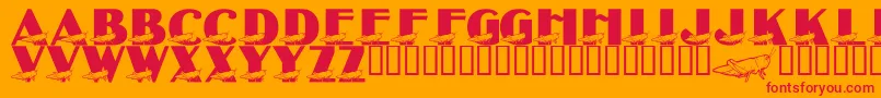 フォントLmsYesYoungGrasshopper – オレンジの背景に赤い文字