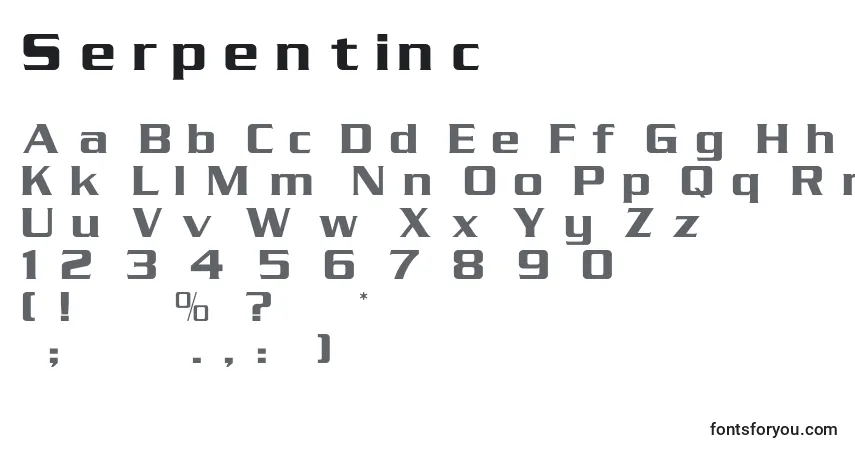 A fonte Serpentinc – alfabeto, números, caracteres especiais