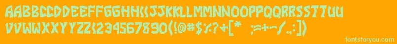 JiDuckabushCaps Font – Green Fonts on Orange Background