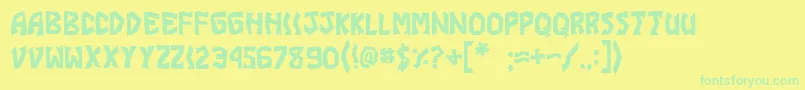 JiDuckabushCaps-fontti – vihreät fontit keltaisella taustalla