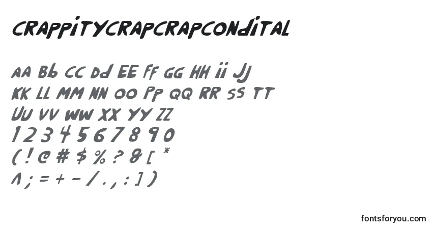 Czcionka CrappityCrapCrapCondital – alfabet, cyfry, specjalne znaki