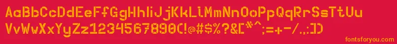 Betong-Schriftart – Orangefarbene Schriften auf rotem Hintergrund