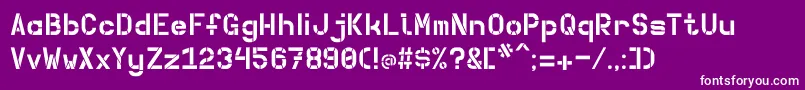 Betong-Schriftart – Weiße Schriften auf violettem Hintergrund