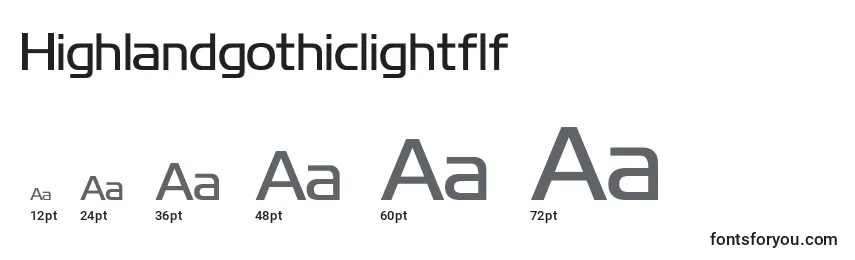 Размеры шрифта Highlandgothiclightflf