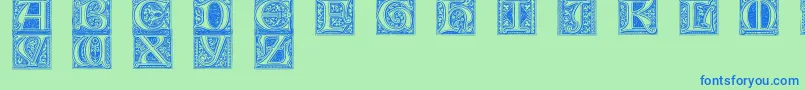 Mevno1-Schriftart – Blaue Schriften auf grünem Hintergrund