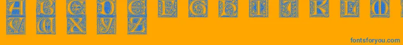 Mevno1-Schriftart – Blaue Schriften auf orangefarbenem Hintergrund