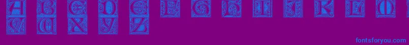 Mevno1-Schriftart – Blaue Schriften auf violettem Hintergrund