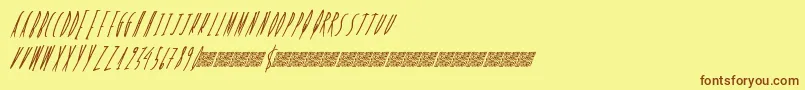 Weitere Informationen zur Freshcandy-Schriftart Freshcandy-Schriftart – Braune Schriften auf gelbem Hintergrund