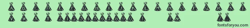 フォントPartyHats – 緑の背景に黒い文字