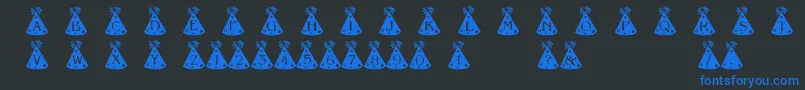 PartyHats-Schriftart – Blaue Schriften auf schwarzem Hintergrund