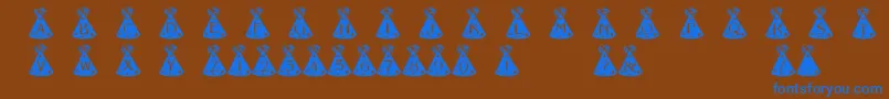 Weitere Informationen zur PartyHats-Schriftart PartyHats-Schriftart – Blaue Schriften auf braunem Hintergrund